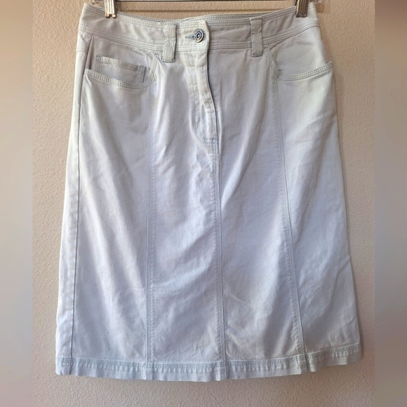 Talbots Womens Light Wash Knee-length Denim Skirt Pockets Size 6 - Picture 1 of 8